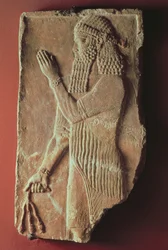 Priest with a pomegranate tree branch, from the Palace of King Sargon II at Khorsabad, Iraq, 722-705 BC